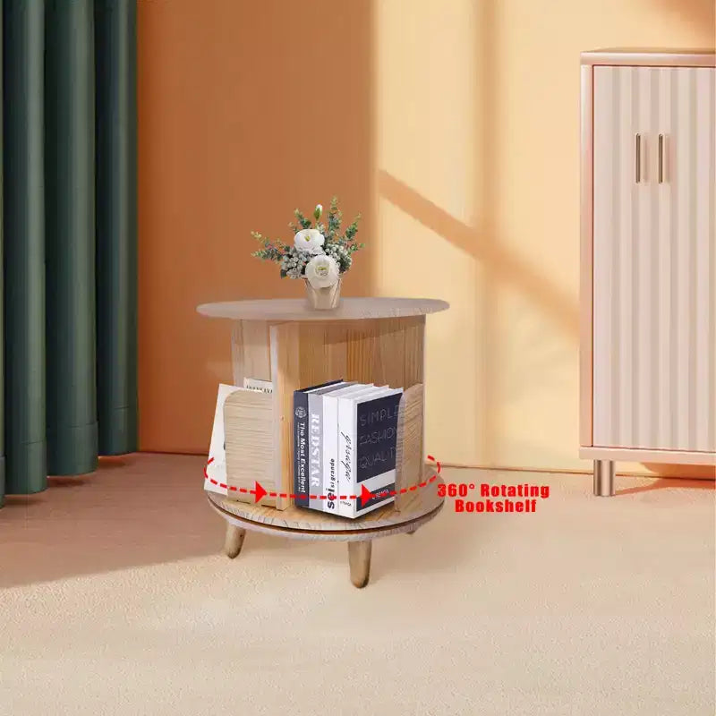 Étagère à livres rotative à 360° en pin Slickblue, étagère ronde autoportante à 1/3/4 niveaux pour livres, jouets et décoration