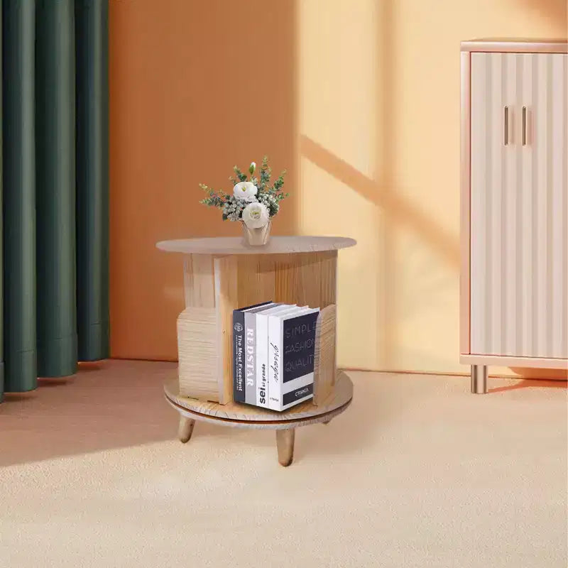 Étagère à livres rotative à 360° en pin Slickblue, étagère ronde autoportante à 1/3/4 niveaux pour livres, jouets et décoration