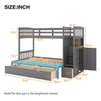 Lits superposés jumeaux avec escalier et tiroirs pour enfants, lits superposés en bois jumeaux avec escalier et armoire de rangement