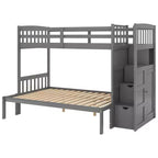 Lits superposés jumeaux avec escalier et tiroirs pour enfants, lits superposés en bois jumeaux avec escalier et armoire de rangement