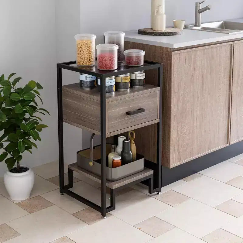 1 table de chevet, table d'appoint avec tiroir de rangement et petite table d'appoint à 3 niveaux