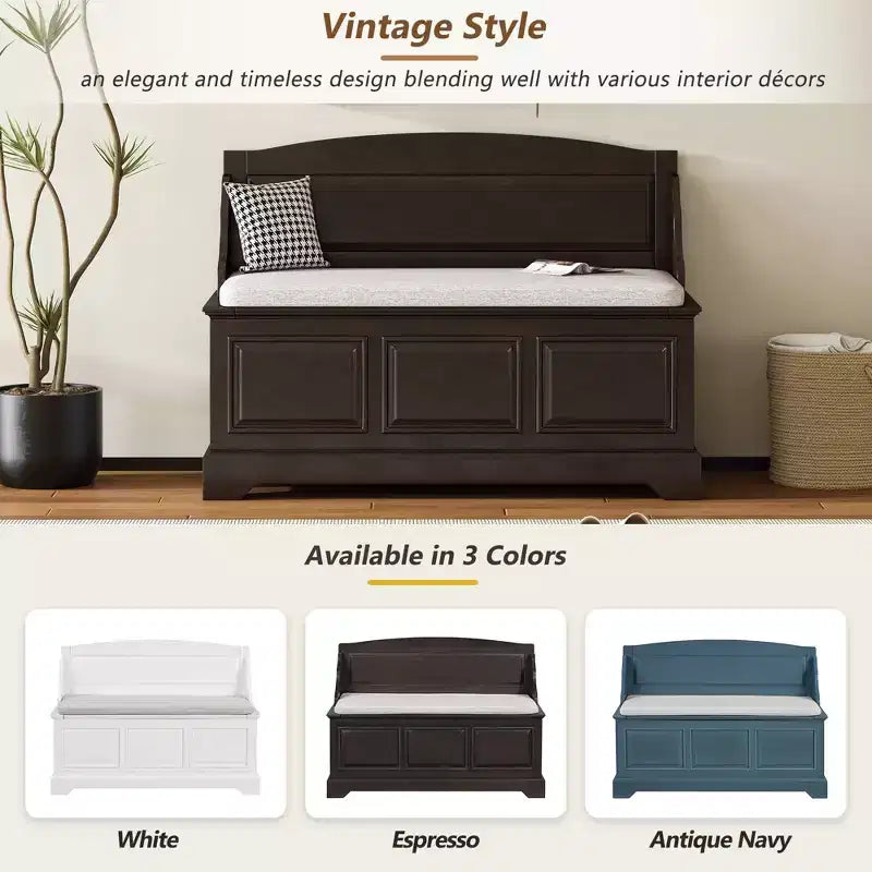 Banc de rangement pour chaussures GDFStudio Ruth de style moderne du milieu du siècle avec rangement dissimulé et coussin en lin