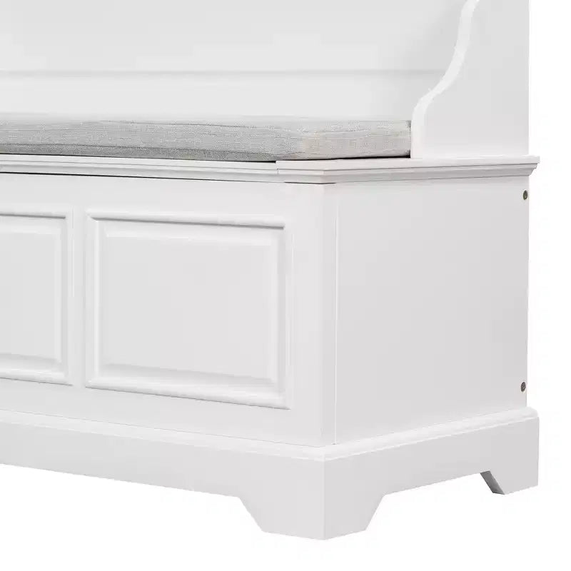 Banc de rangement pour chaussures GDFStudio Ruth de style moderne du milieu du siècle avec rangement dissimulé et coussin en lin