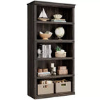 Bibliothèque de ferme à 5 étagères, avec rangement, étagères ouvertes, étagères de rangement, bibliothèques en bois de 81 cm de large pour bureau, bibliothèque
