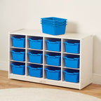 Meuble de rangement mobile ECR4Kids à 12 casiers et 15 bacs Scoop Front, 3x4, mobilier pour enfants