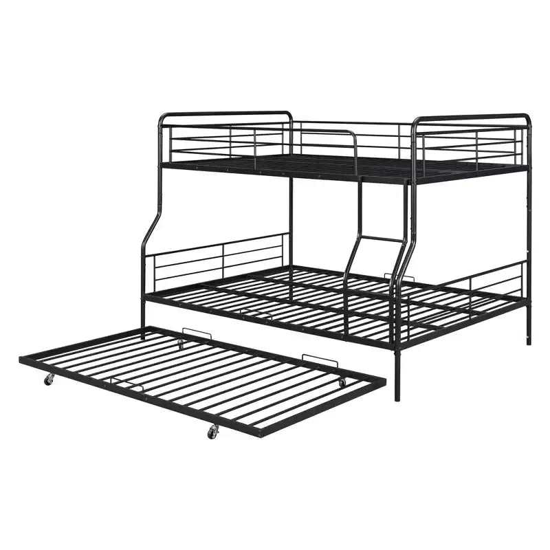 Lit superposé en métal Full XL sur Queen avec lit gigogne, convertible en 2 lits séparés, cadre de lit en fer robuste pour enfants et adolescents