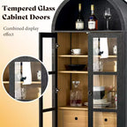 Meuble de rangement haut AMERLIFE 71 avec portes vitrées et tiroirs pour salon, chêne noir