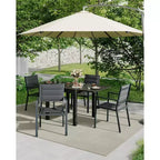 COZONY Ensemble de 4 chaises de salle à manger d'extérieur, chaises de terrasse résistantes aux intempéries avec accoudoirs, cadre en métal pour pelouse, terrasse, balcon et bord de piscine
