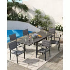 COZONY Ensemble de 4 chaises de salle à manger d'extérieur, chaises de terrasse résistantes aux intempéries avec accoudoirs, cadre en métal pour pelouse, terrasse, balcon et bord de piscine