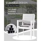 COZONY Ensemble de 4 chaises de salle à manger d'extérieur, chaises de terrasse résistantes aux intempéries avec accoudoirs, cadre en métal pour pelouse, terrasse, balcon et bord de piscine