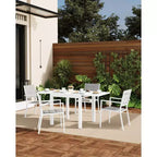COZONY Ensemble de 4 chaises de salle à manger d'extérieur, chaises de terrasse résistantes aux intempéries avec accoudoirs, cadre en métal pour pelouse, terrasse, balcon et bord de piscine