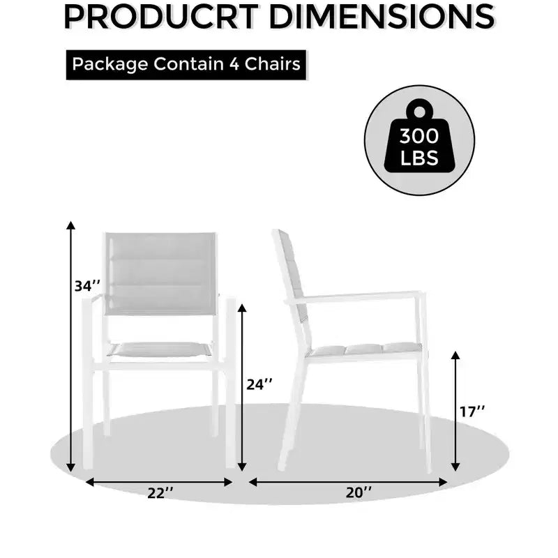 COZONY Ensemble de 4 chaises de salle à manger d'extérieur, chaises de terrasse résistantes aux intempéries avec accoudoirs, cadre en métal pour pelouse, terrasse, balcon et bord de piscine