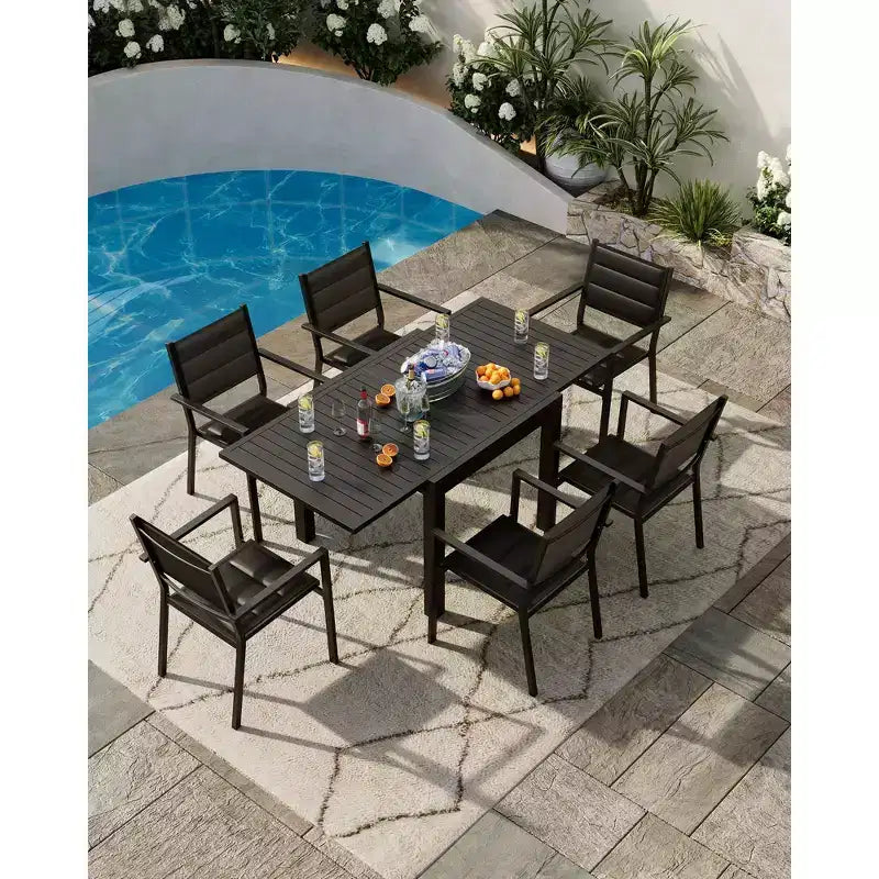 COZONY Ensemble de 4 chaises de salle à manger d'extérieur, chaises de terrasse résistantes aux intempéries avec accoudoirs, cadre en métal pour pelouse, terrasse, balcon et bord de piscine