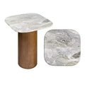 JONATAHN Y Milos 18 Rustic Minimalist Square Marble/Wood Accent Table
