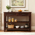 Hostack 42'' Console Table Sideboard with 2 Storage Drawers and 2 Tiers Shelves for Living and Dining Room, Espresso