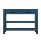 Hostack Table console buffet de 106,7 cm avec 2 tiroirs de rangement et 2 étagères pour salon et salle à manger, bleu marine