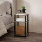 HOMLUX Lot de 2 tables d'appoint à 3 niveaux, table de chevet avec étagère de rangement