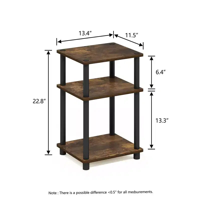 HOMLUX Lot de 2 tables d'appoint à 3 niveaux, table de chevet avec étagère de rangement