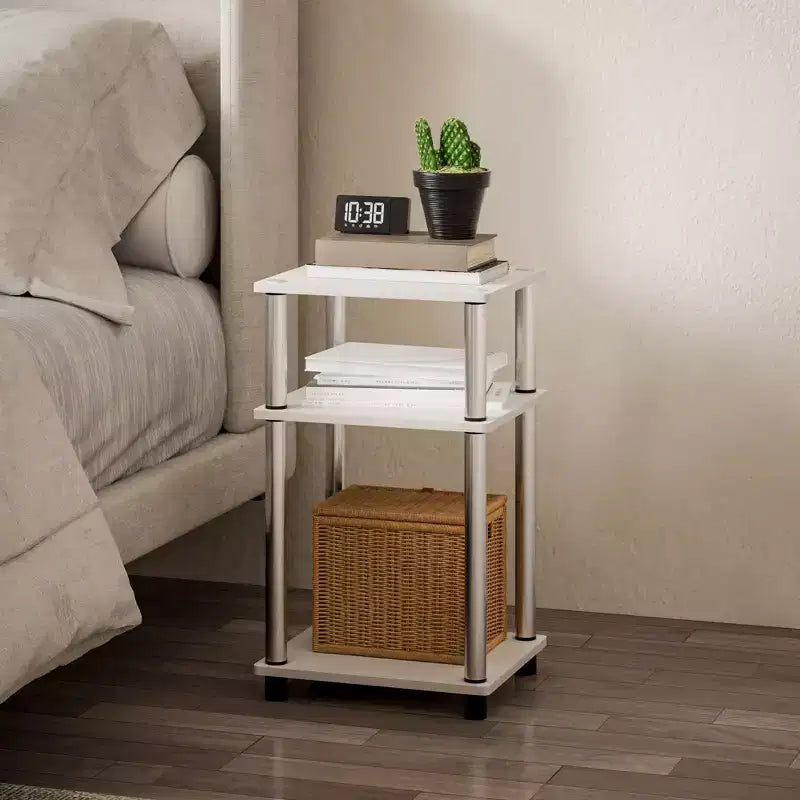 HOMLUX Lot de 2 tables d'appoint à 3 niveaux, table de chevet avec étagère de rangement