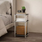 HOMLUX Lot de 2 tables d'appoint à 3 niveaux, table de chevet avec étagère de rangement