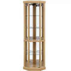 Meuble d'angle Okak, Vitrine d'angle avec portes et étagères en verre, Vitrine d'exposition d'angle pour salon