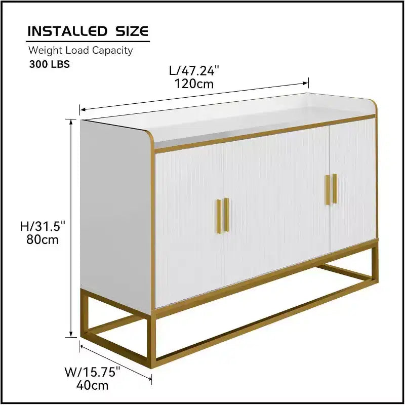 Buffet de cuisine contemporain avec clôture de sécurité sur le plan de travail, meuble de rangement autoportant pour salle à manger, entrée, chambre à coucher