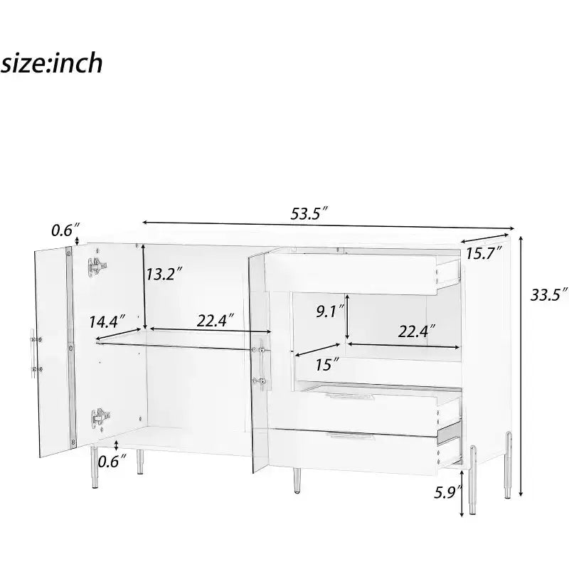 Armoire de rangement moderne avec portes en acrylique, étagères réglables pour cuisine, salle à manger, salon, couloir, bureau à domicile, organiseur spacieux