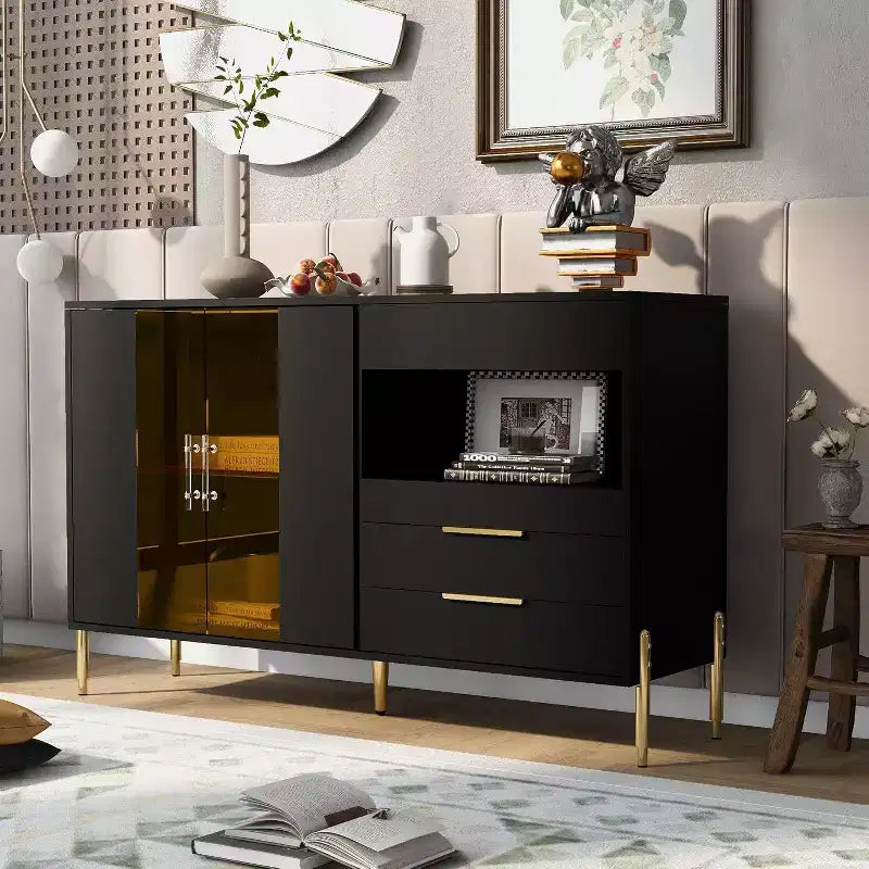 Armoire de rangement moderne avec portes en acrylique, étagères réglables pour cuisine, salle à manger, salon, couloir, bureau à domicile, organiseur spacieux