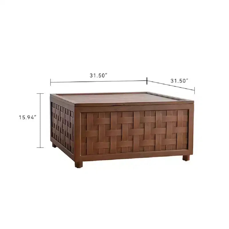 Table Basse de Ferme CLIHOME avec Rangement, Grande Table Basse Carrée pour Salon, Marron