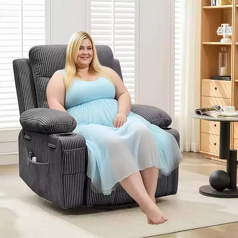 Fauteuil inclinable électrique surdimensionné GustoWave avec massage et chaleur pour personnes âgées, grand fauteuil inclinable, canapé inclinable individuel.