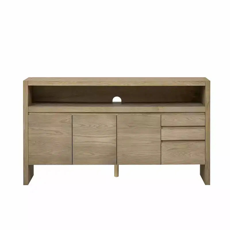 Luxystar Modern 60 Sideboard Buffet Cabinet with Storage Open Shelf and Drawers, Natural