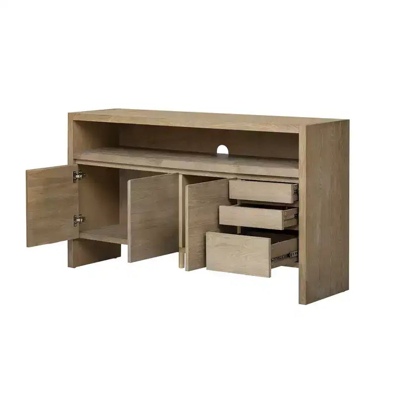 Luxystar Buffet de cuisine moderne 60" avec étagère ouverte et tiroirs, naturel