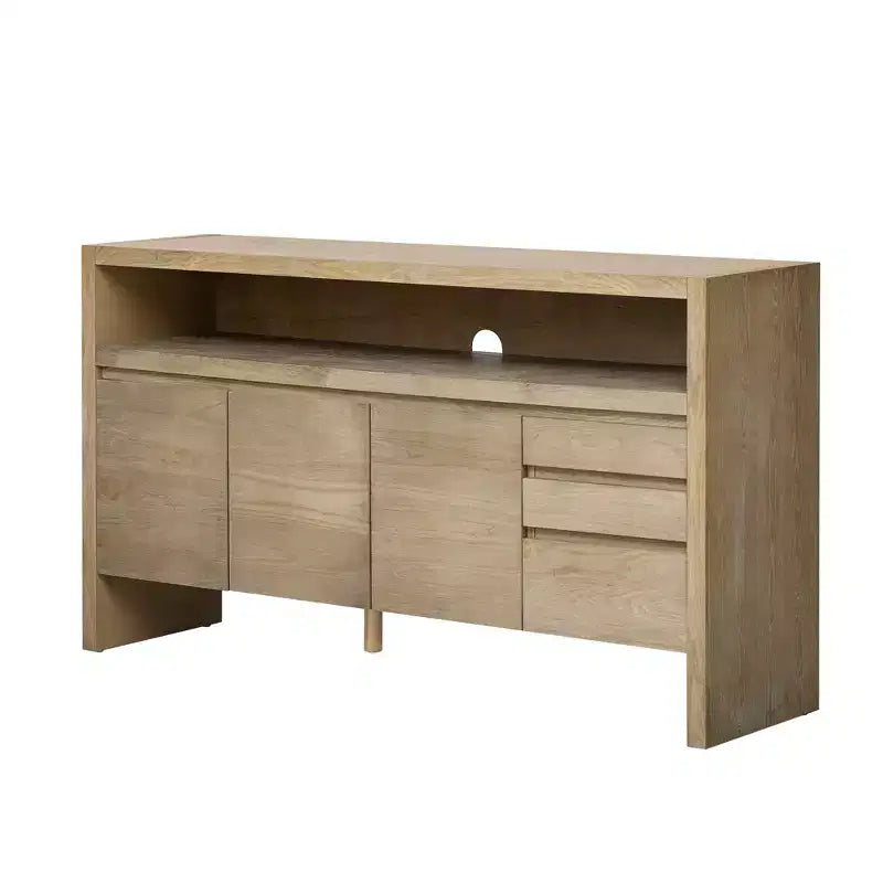 Luxystar Buffet de cuisine moderne 60" avec étagère ouverte et tiroirs, naturel
