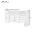 Luxystar Buffet de cuisine moderne 60" avec étagère ouverte et tiroirs, naturel