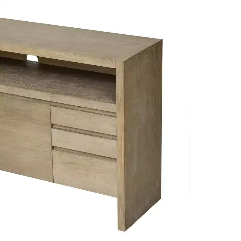 Luxystar Buffet de cuisine moderne 60" avec étagère ouverte et tiroirs, naturel