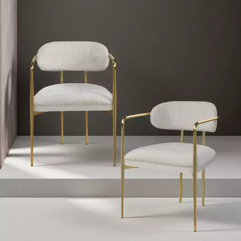 GDFStudio Felix Fauteuil Moderne Capitonnage Chenille avec Structure Métallique Dorée (Lot de 2)
