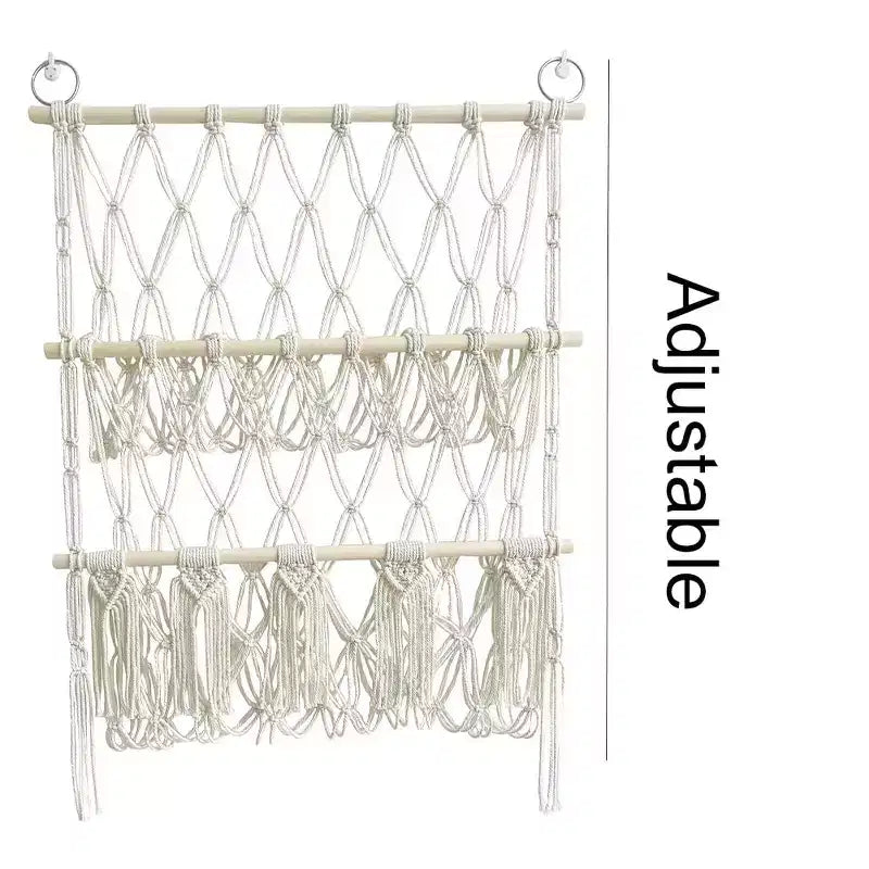 TROPOW Organisateur pour animaux en peluche, en macramé bohème, filet, pour chambre d'enfant, salle de jeux, chambre à coucher
