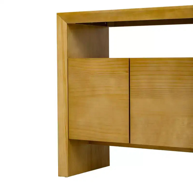 Luxystar Meuble Buffet Moderne avec 4 Portes et Étagère Ouverte, Console, Naturel