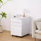 Acekool Caisson de bureau mobile à 3 tiroirs – Rangement verrouillable avec roulettes anti-basculement, compatible avec les dossiers lettres/format légal/A4, organisateur sous le bureau, noir
