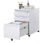 Acekool Caisson de bureau mobile à 3 tiroirs – Rangement verrouillable avec roulettes anti-basculement, compatible avec les dossiers lettres/format légal/A4, organisateur sous le bureau, noir
