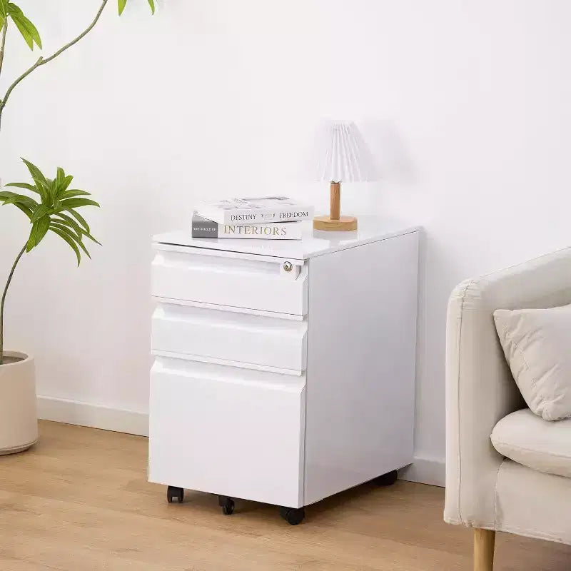 Acekool Caisson de bureau mobile à 3 tiroirs – Rangement verrouillable avec roulettes anti-basculement, compatible avec les dossiers lettres/format légal/A4, organisateur sous le bureau, noir