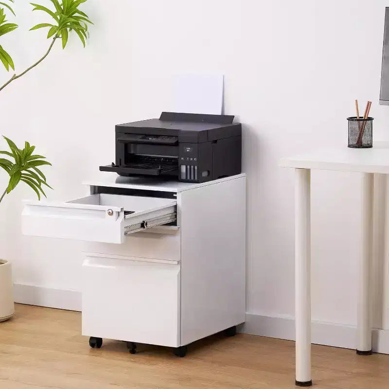 Acekool Caisson de bureau mobile à 3 tiroirs – Rangement verrouillable avec roulettes anti-basculement, compatible avec les dossiers lettres/format légal/A4, organisateur sous le bureau, noir