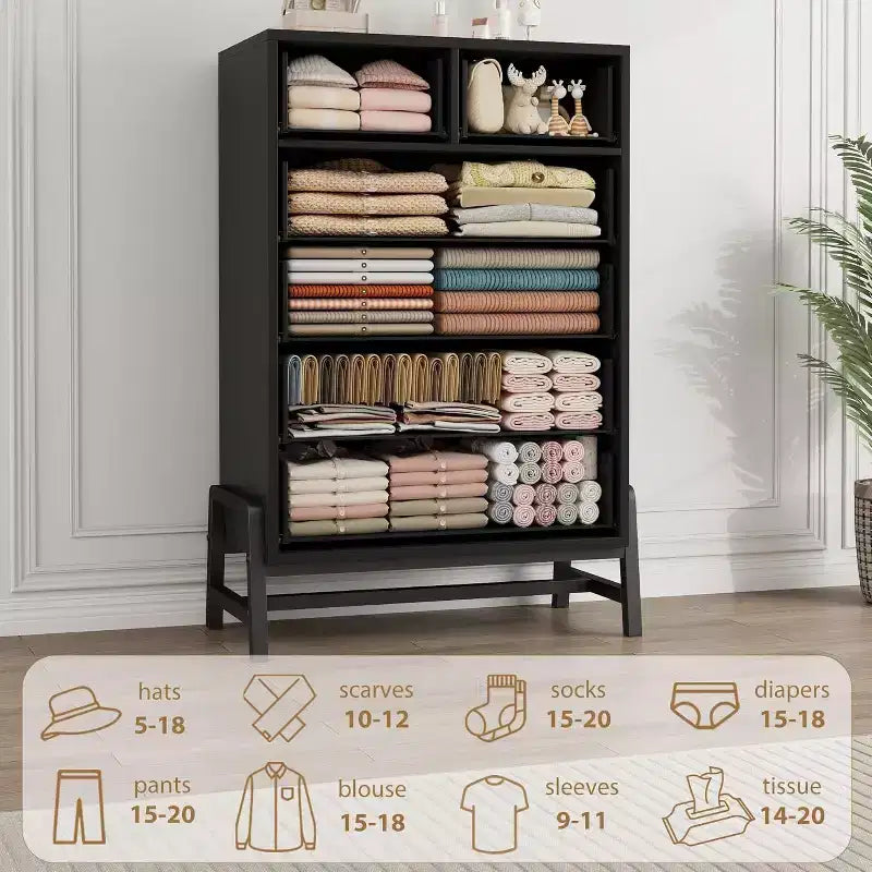 Commode de rangement Coolmee à 6 tiroirs avec base métallique robuste