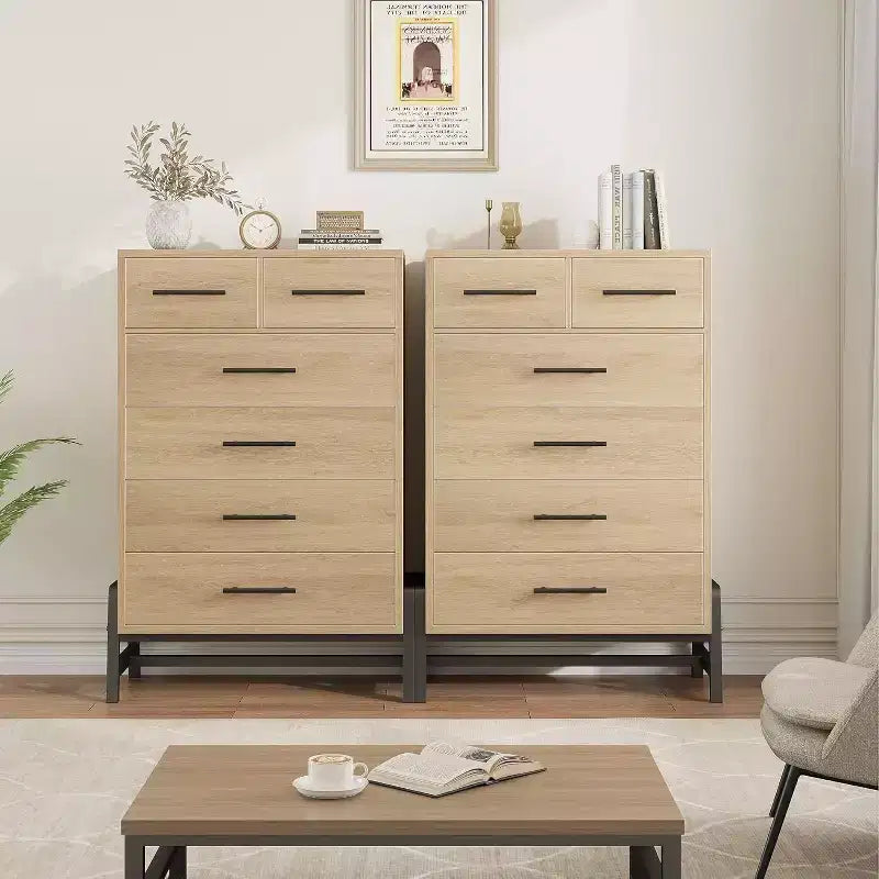 Commode de rangement Coolmee à 6 tiroirs avec base métallique robuste
