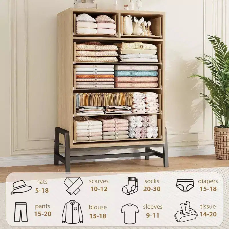 Commode de rangement Coolmee à 6 tiroirs avec base métallique robuste