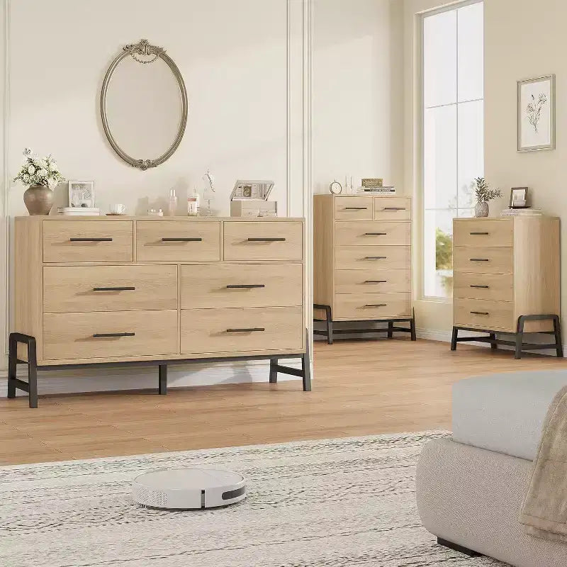 Commode de rangement Coolmee à 6 tiroirs avec base métallique robuste