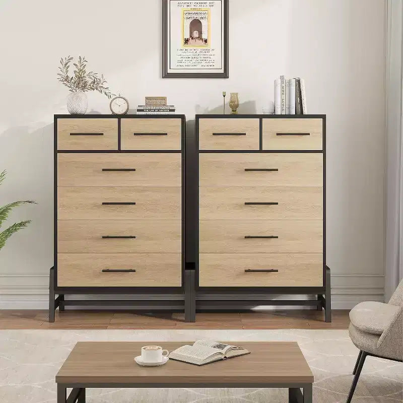 Commode de rangement Coolmee à 6 tiroirs avec base métallique robuste