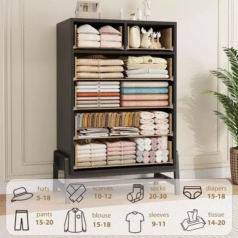 Commode de rangement Coolmee à 6 tiroirs avec base métallique robuste