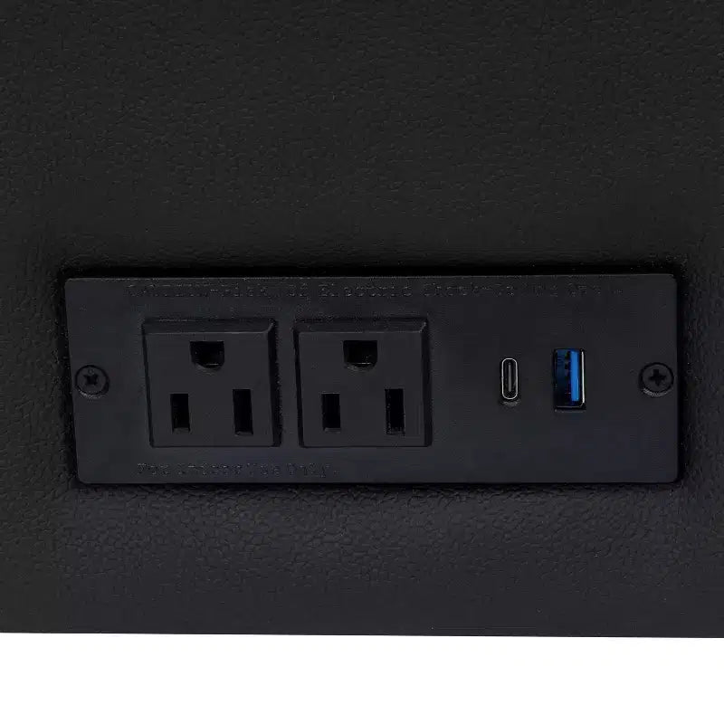 Fauteuil de réception HERCULES Artemis rembourré à accoudoir droit de Flash Furniture, 2 prises CA/1 port USB/1 port USB-C et pieds en bois de noyer avec patin de sol réglable
