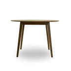 Table à manger 48 po en noyer massif de style milieu de siècle, bord biseauté sécuritaire pour enfants, 4 places, fini teinté brun